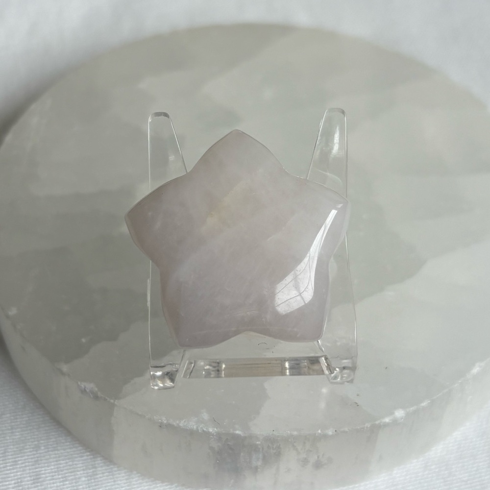 Rose quartz crystal star carving